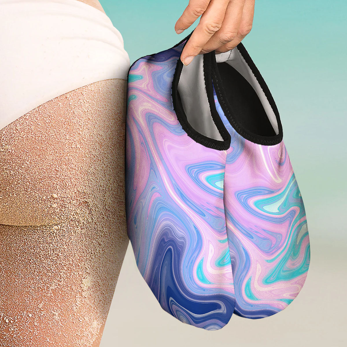 Acid Melt Blue And Pink Print Water Shoes-grizzshop