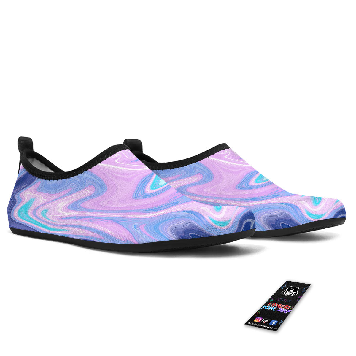 Acid Melt Blue And Pink Print Water Shoes-grizzshop