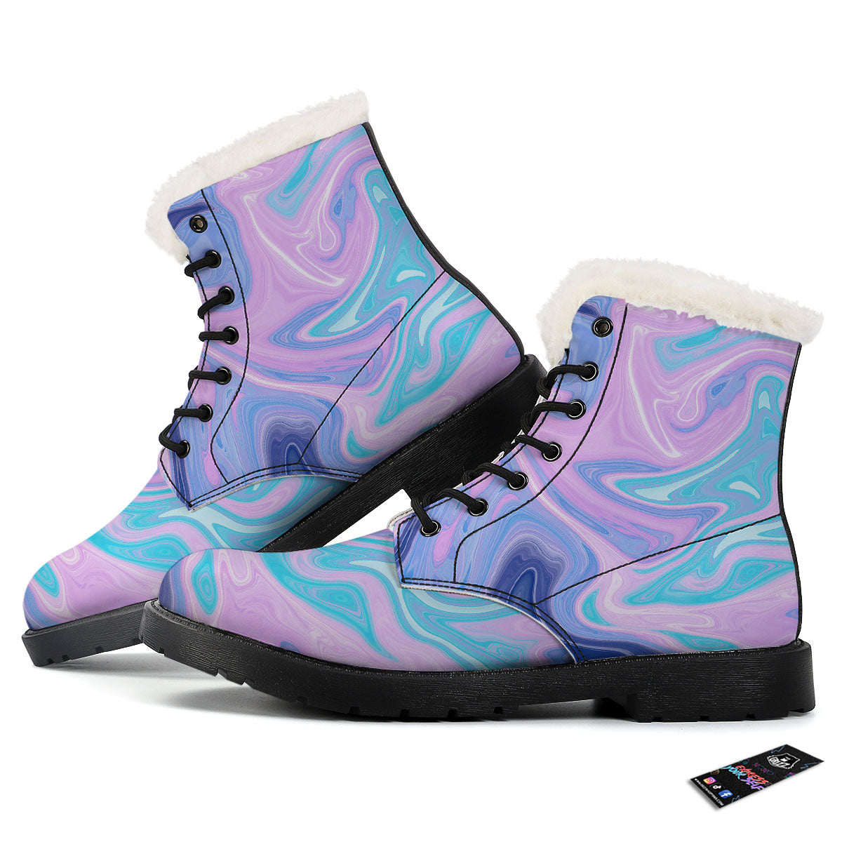 Acid Melt Blue And Pink Print Winter Boots-grizzshop