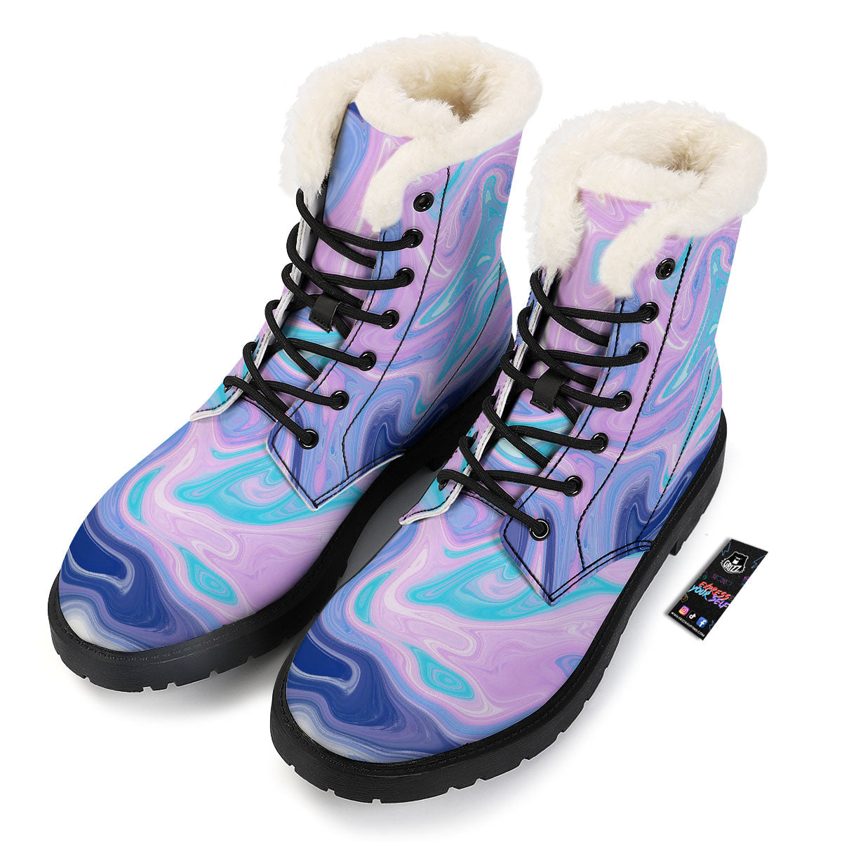 Acid Melt Blue And Pink Print Winter Boots-grizzshop