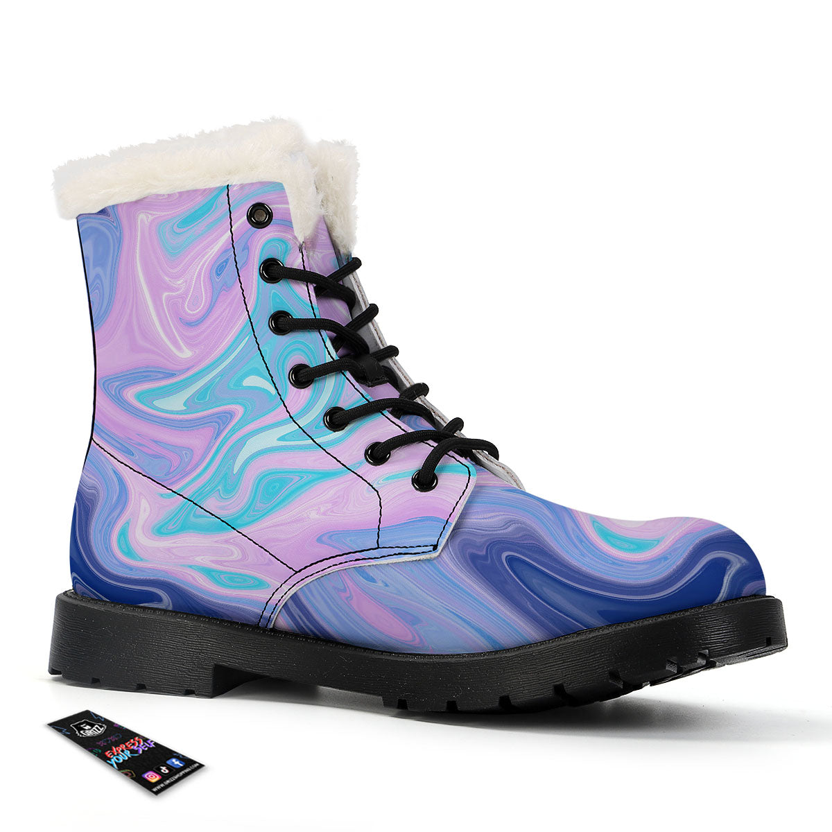 Acid Melt Blue And Pink Print Winter Boots-grizzshop