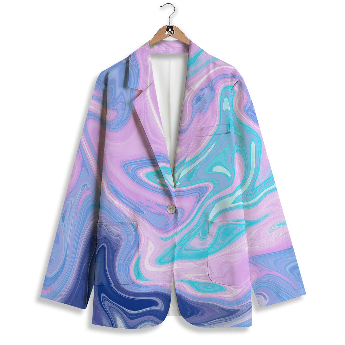 Acid Melt Blue And Pink Print Women's Blazer-grizzshop