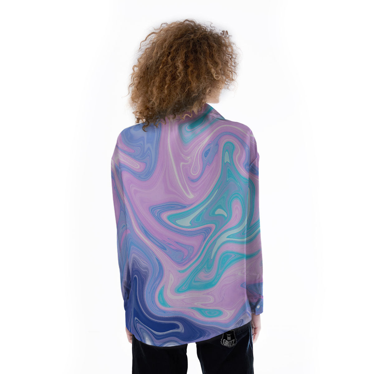 Acid Melt Blue And Pink Print Women's Long Sleeve Shirts-grizzshop