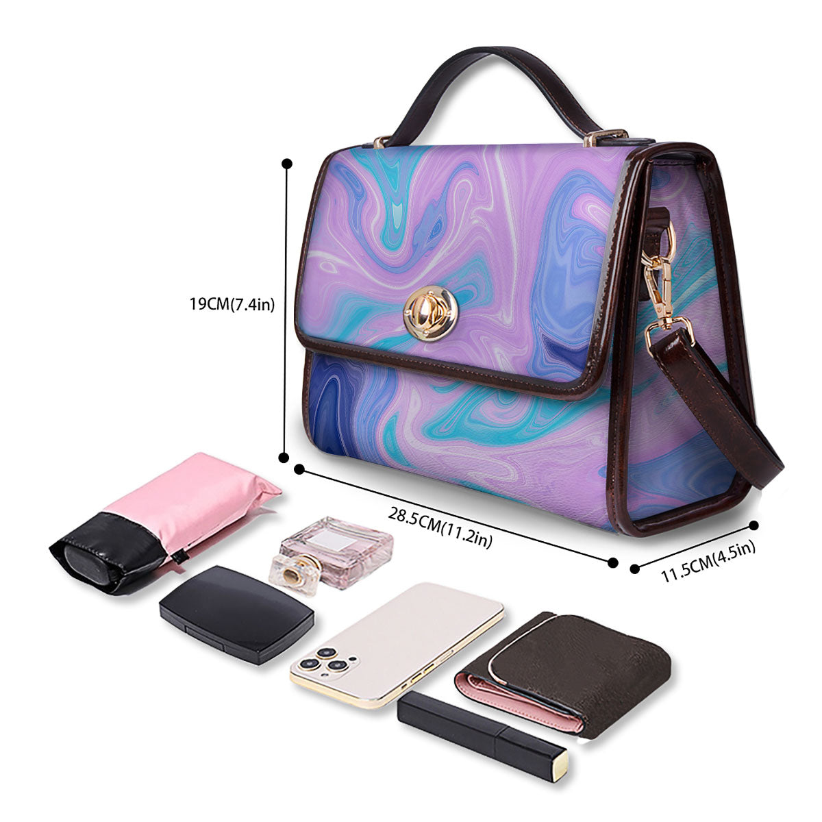 Acid Melt Blue And Pink Print Women's Satchel Bag-grizzshop