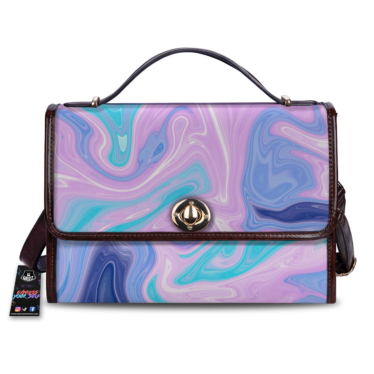 Acid Melt Blue And Pink Print Women's Satchel Bag-grizzshop