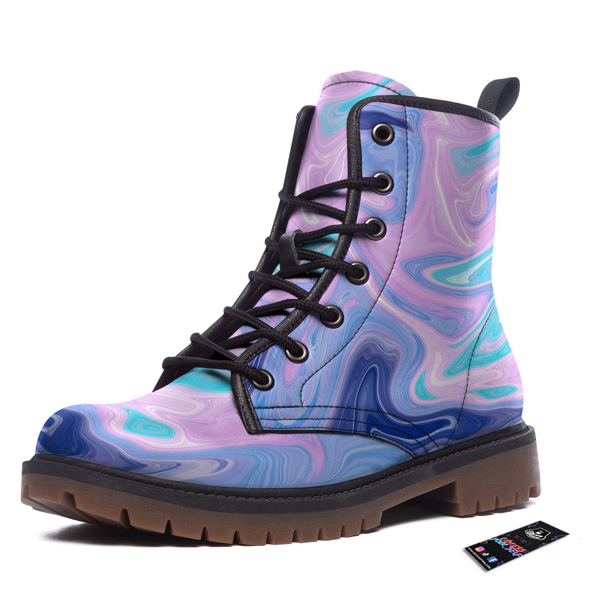 Acid Melt Blue And Pink Print Work Boots-grizzshop