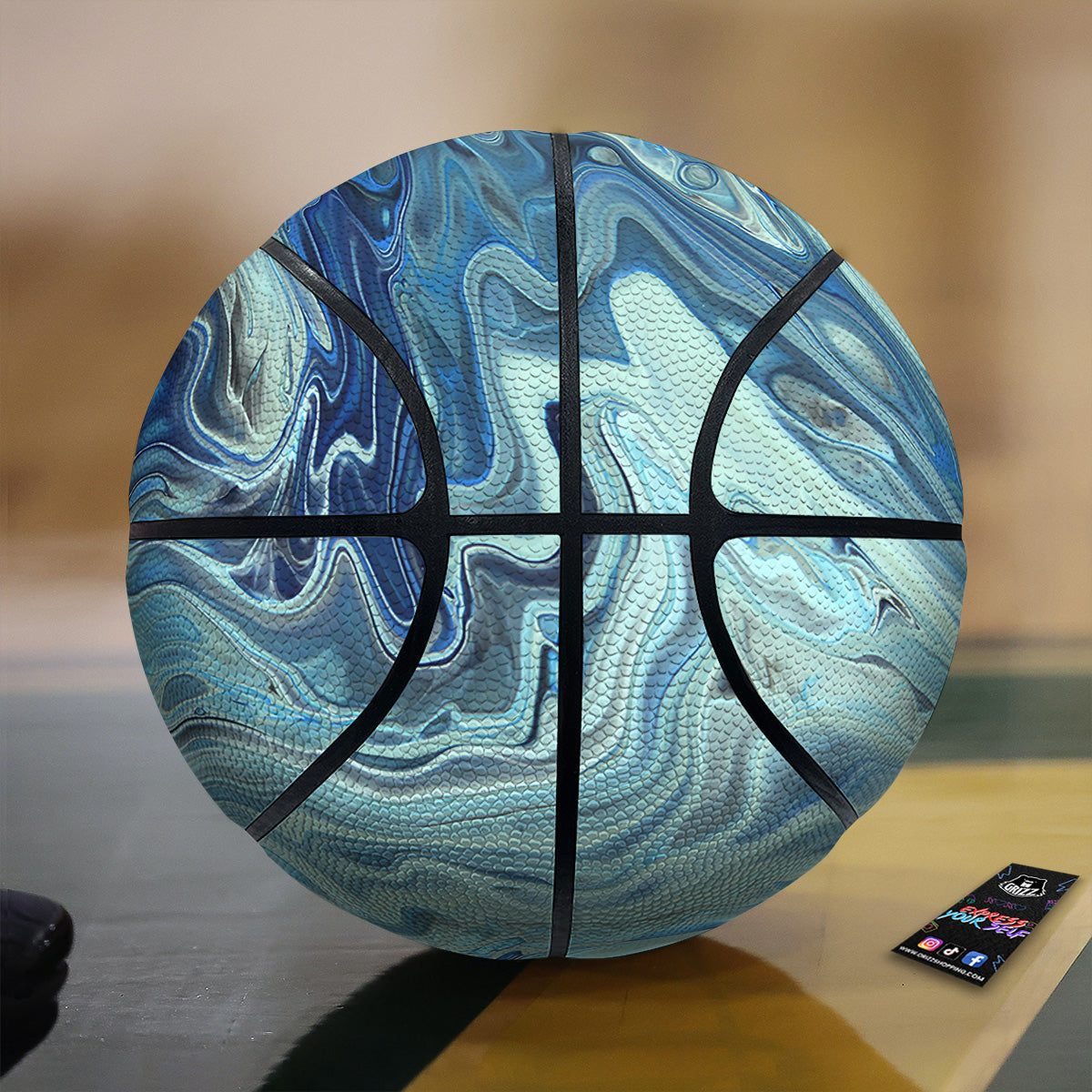 Acid Melt Blue Ocean Print Basketball-grizzshop