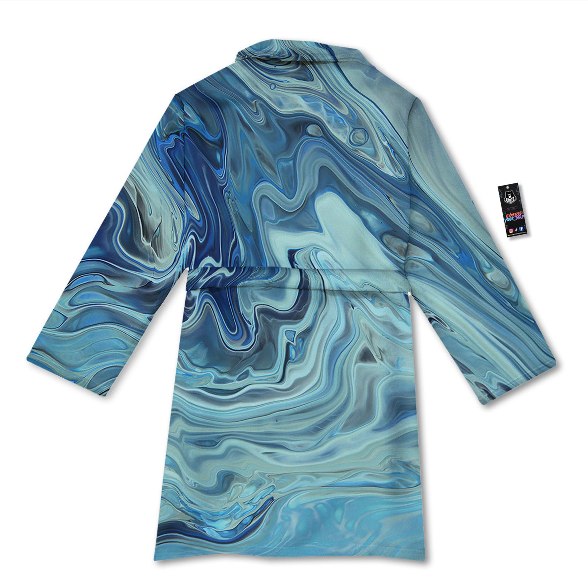 Acid Melt Blue Ocean Print Bathrobe-grizzshop