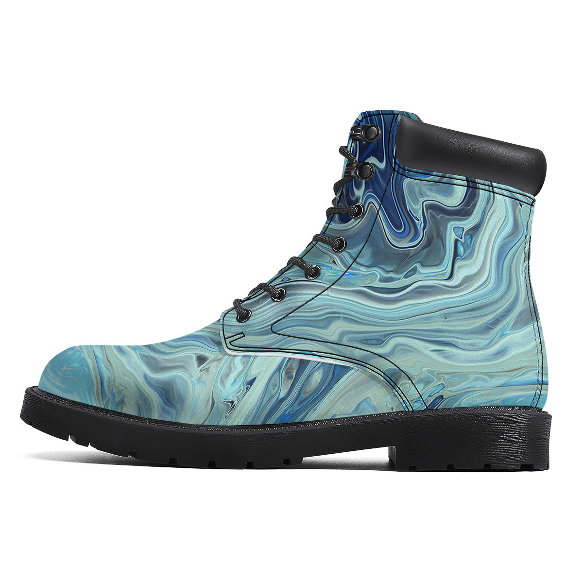 Acid Melt Blue Ocean Print Boots-grizzshop