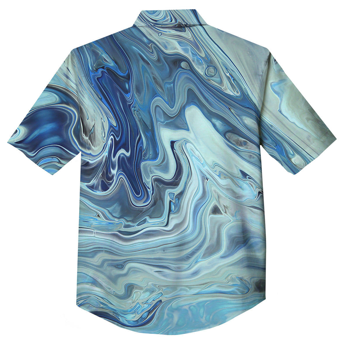 Acid Melt Blue Ocean Print Button Up Shirt-grizzshop