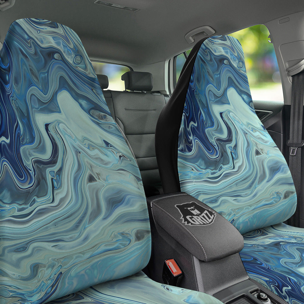 Acid Melt Blue Ocean Print Car Seat Covers-grizzshop