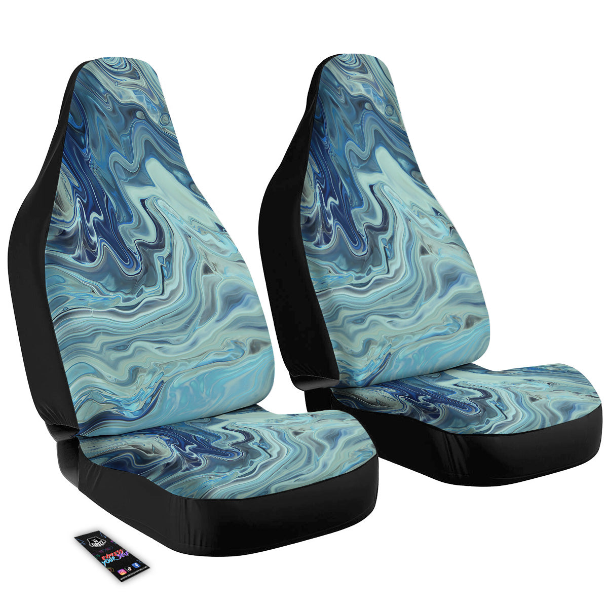 Acid Melt Blue Ocean Print Car Seat Covers-grizzshop