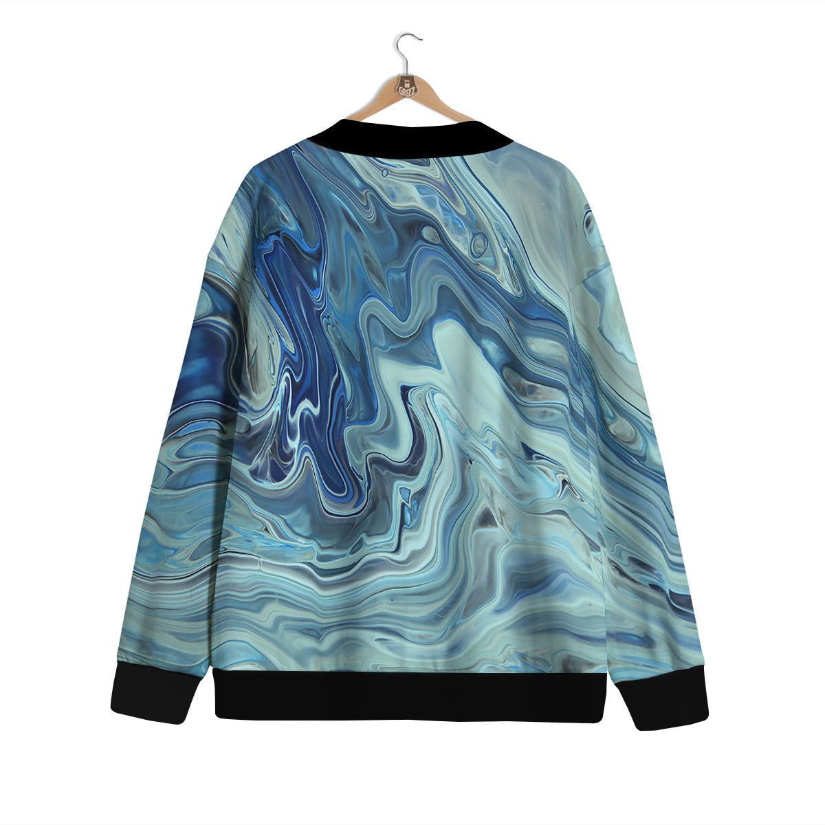 Acid Melt Blue Ocean Print Cardigan-grizzshop