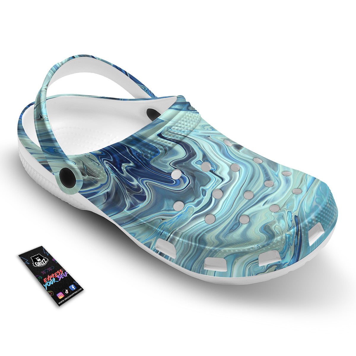 Acid Melt Blue Ocean Print Clog-grizzshop