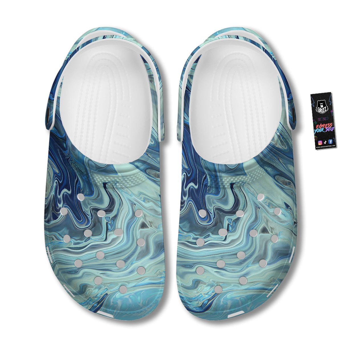 Acid Melt Blue Ocean Print Clog-grizzshop