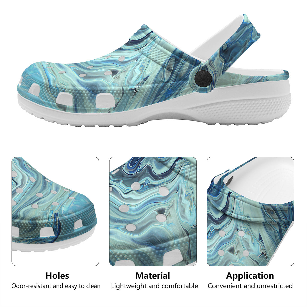 Acid Melt Blue Ocean Print Clog-grizzshop