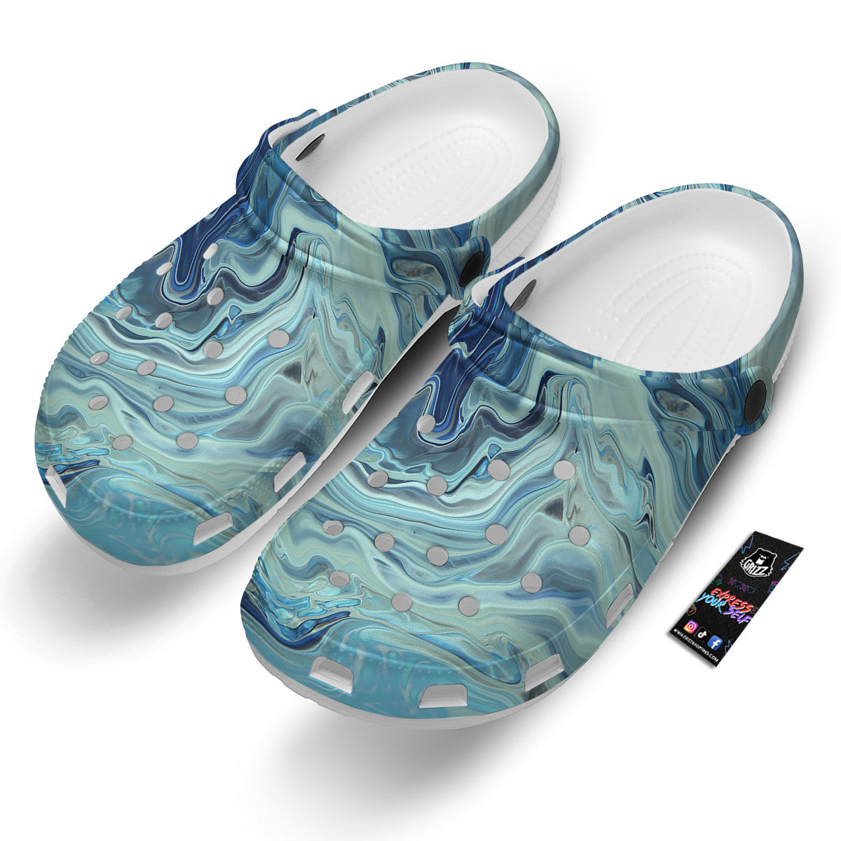 Acid Melt Blue Ocean Print Clog-grizzshop