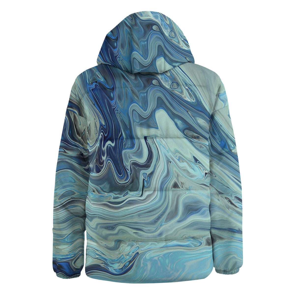 Acid Melt Blue Ocean Print Down Jacket-grizzshop