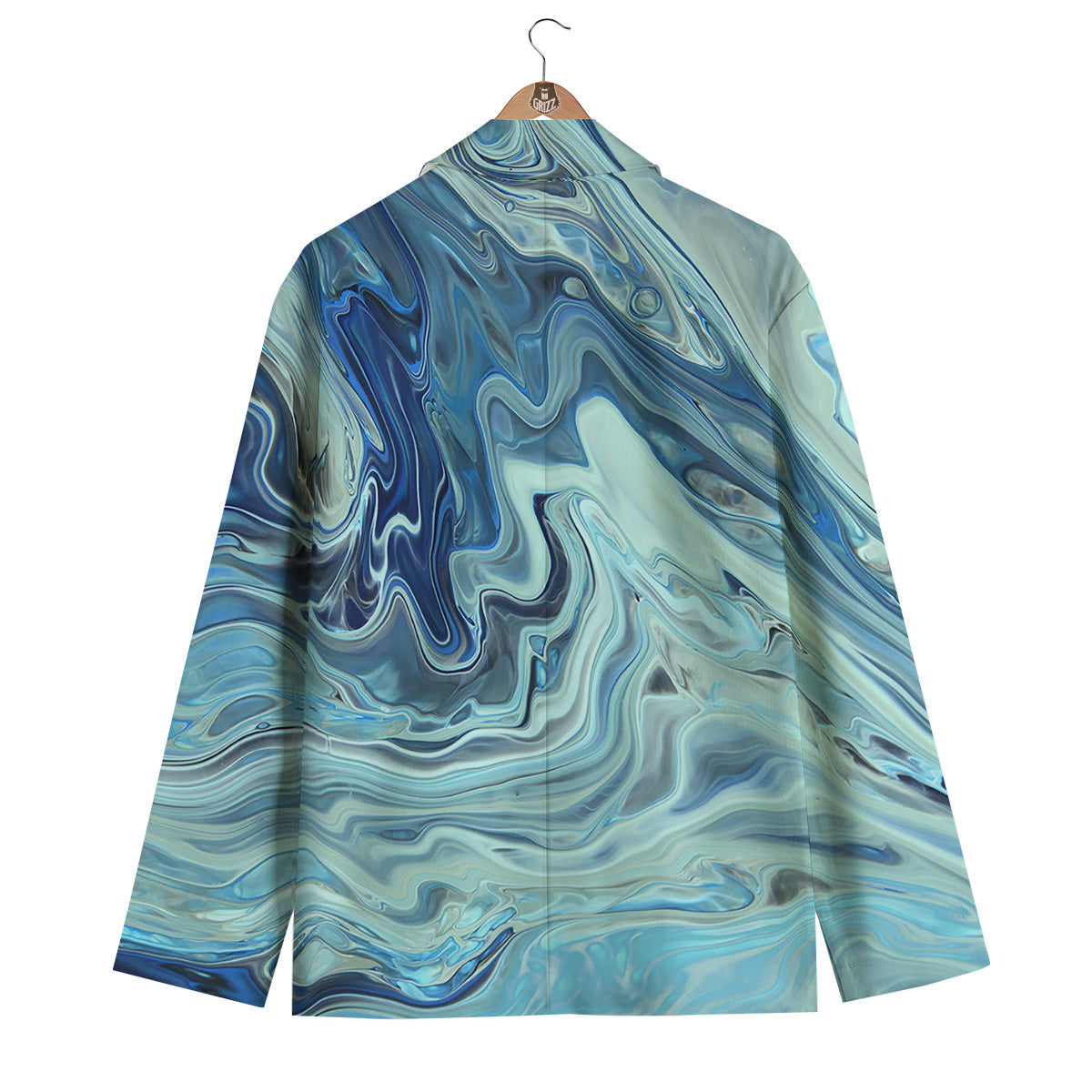 Acid Melt Blue Ocean Print Men's Blazer-grizzshop
