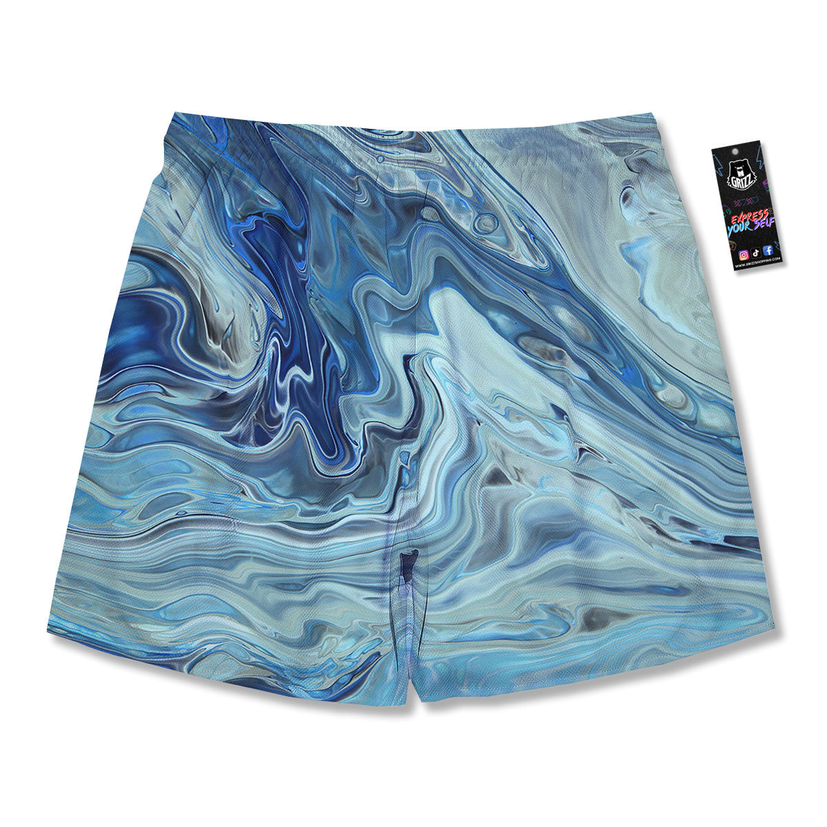 Acid Melt Blue Ocean Print Men's Running Shorts-grizzshop