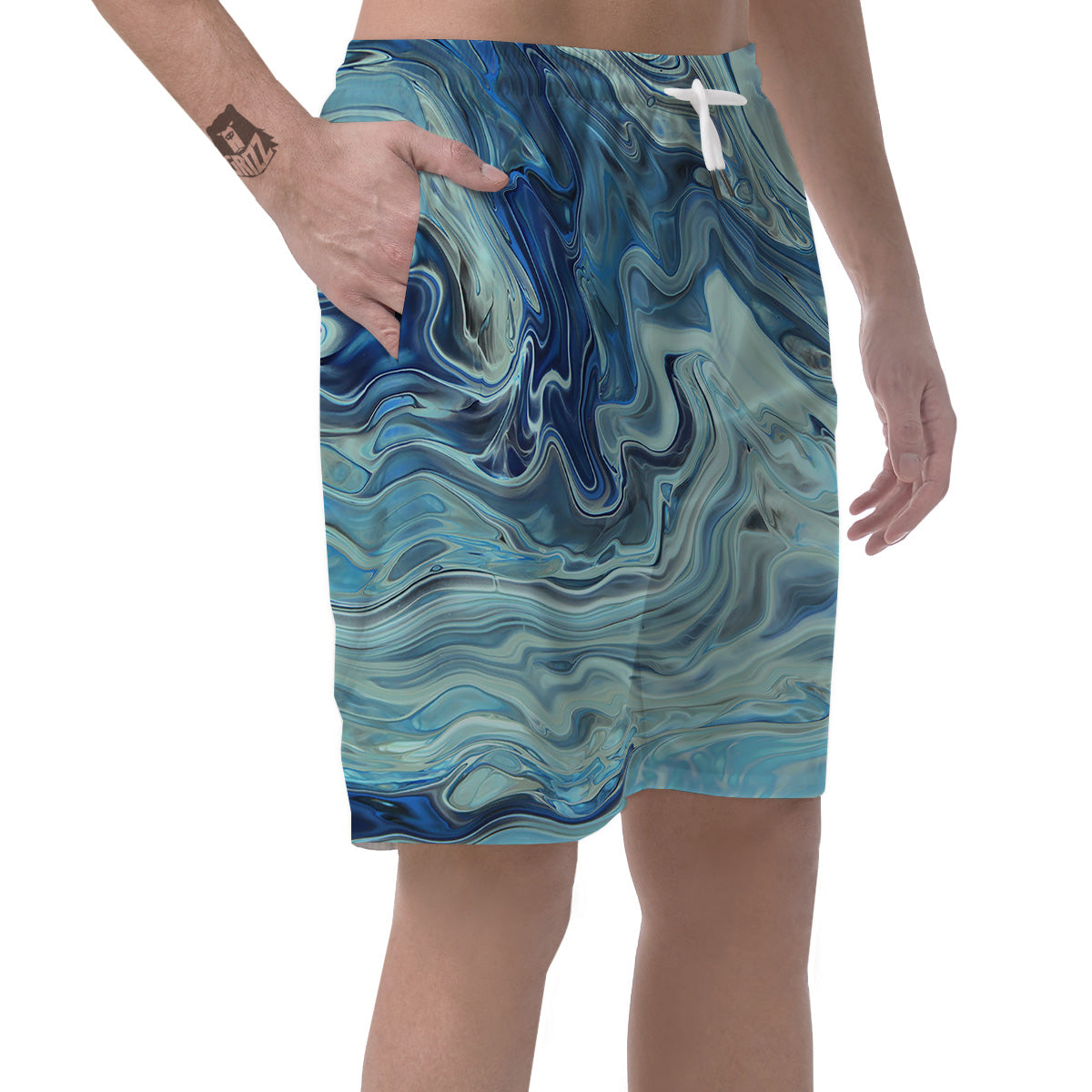 Acid Melt Blue Ocean Print Men's Shorts-grizzshop