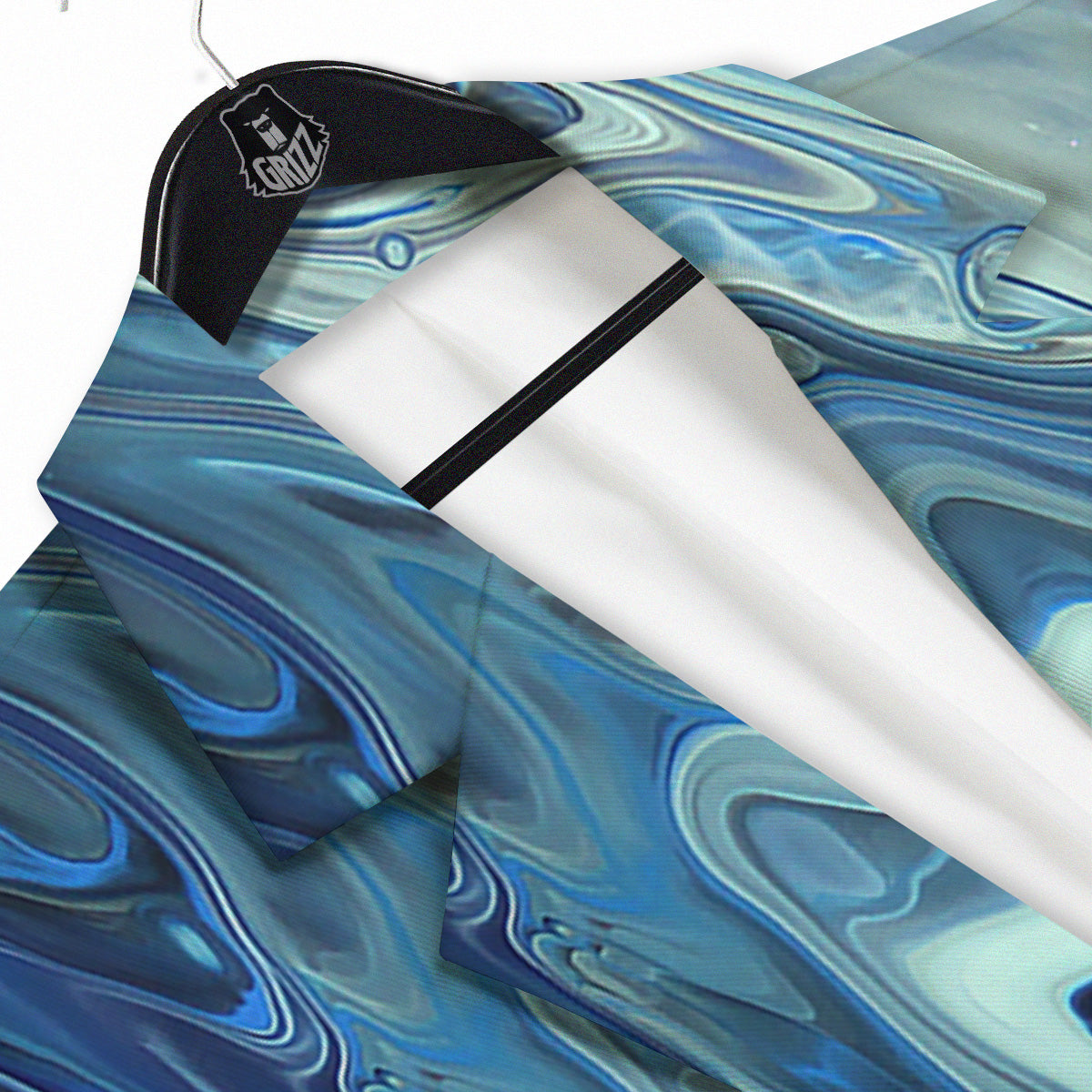 Acid Melt Blue Ocean Print Men's Sport Coat-grizzshop