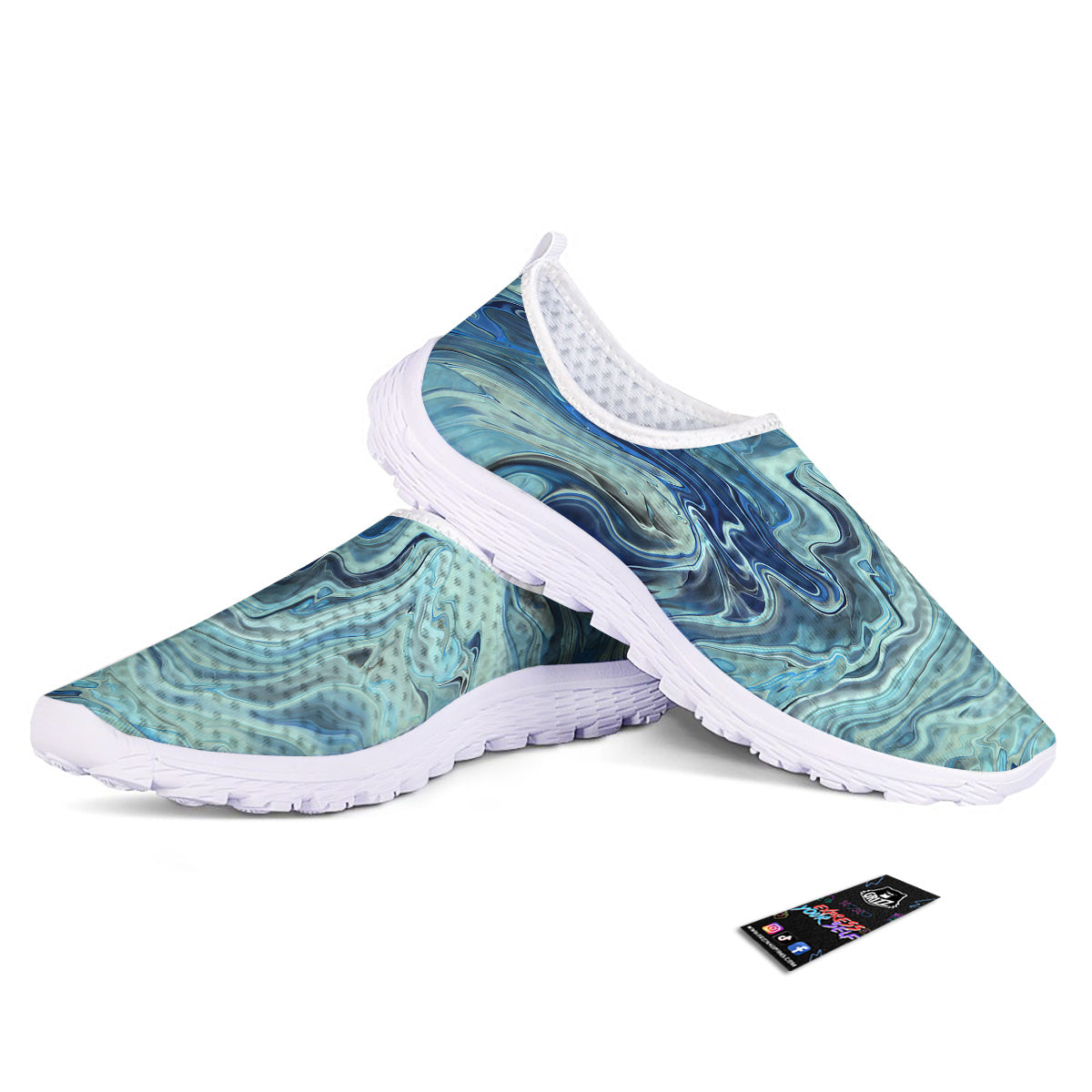Acid Melt Blue Ocean Print Nurse Shoes-grizzshop