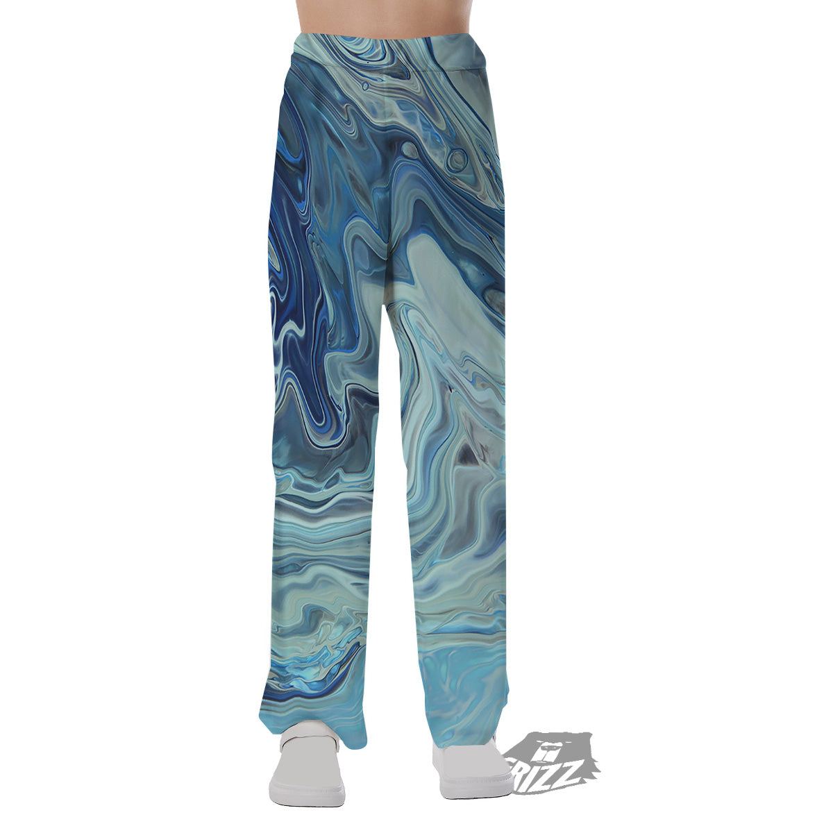 Acid Melt Blue Ocean Print Pajama Pants-grizzshop