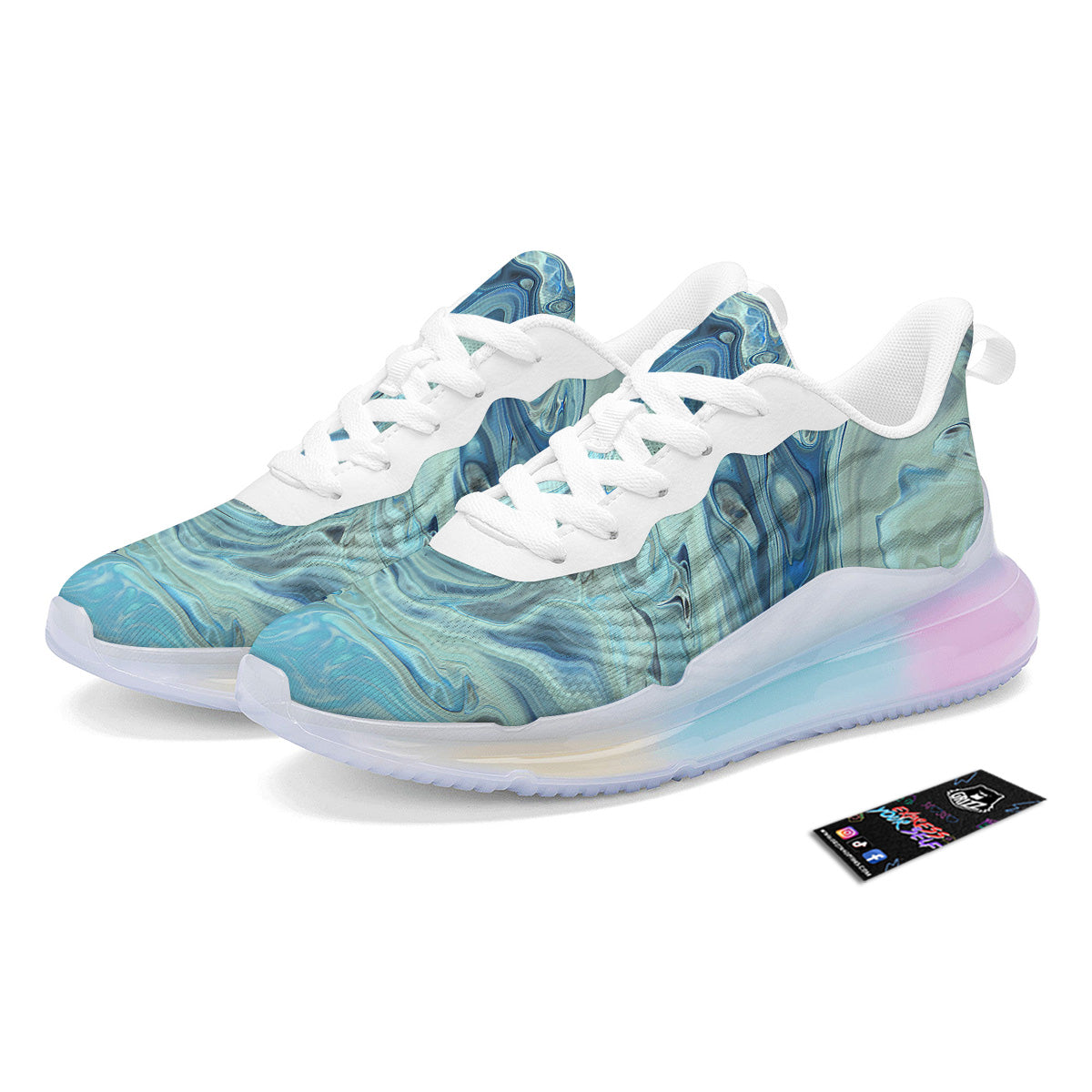 Acid Melt Blue Ocean Print Running Sneakers-grizzshop