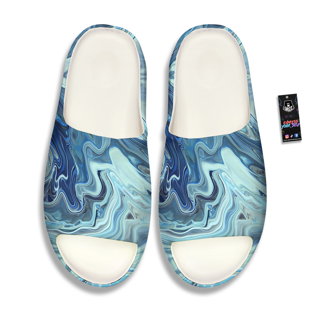 Acid Melt Blue Ocean Print Sandals-grizzshop