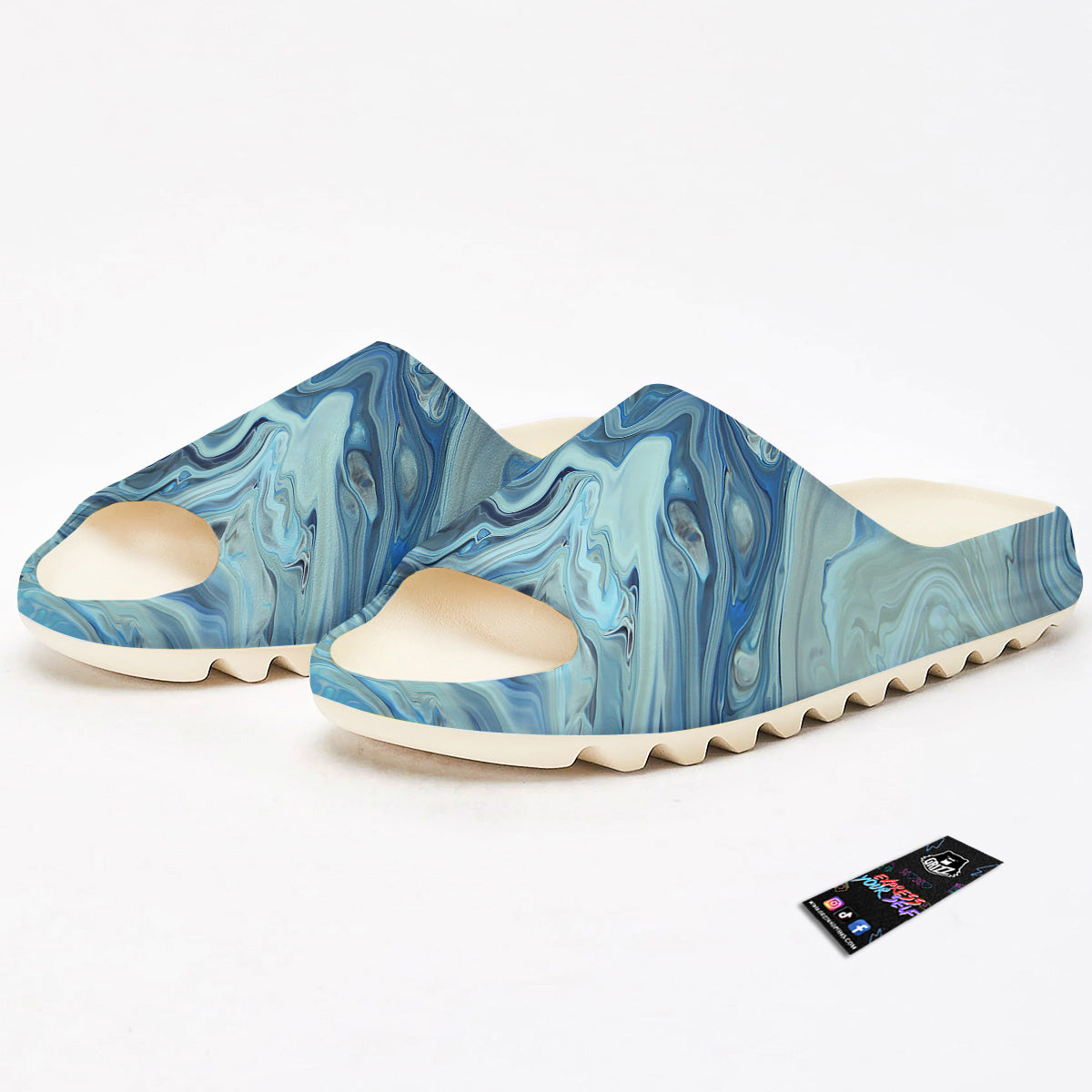 Acid Melt Blue Ocean Print Sandals-grizzshop
