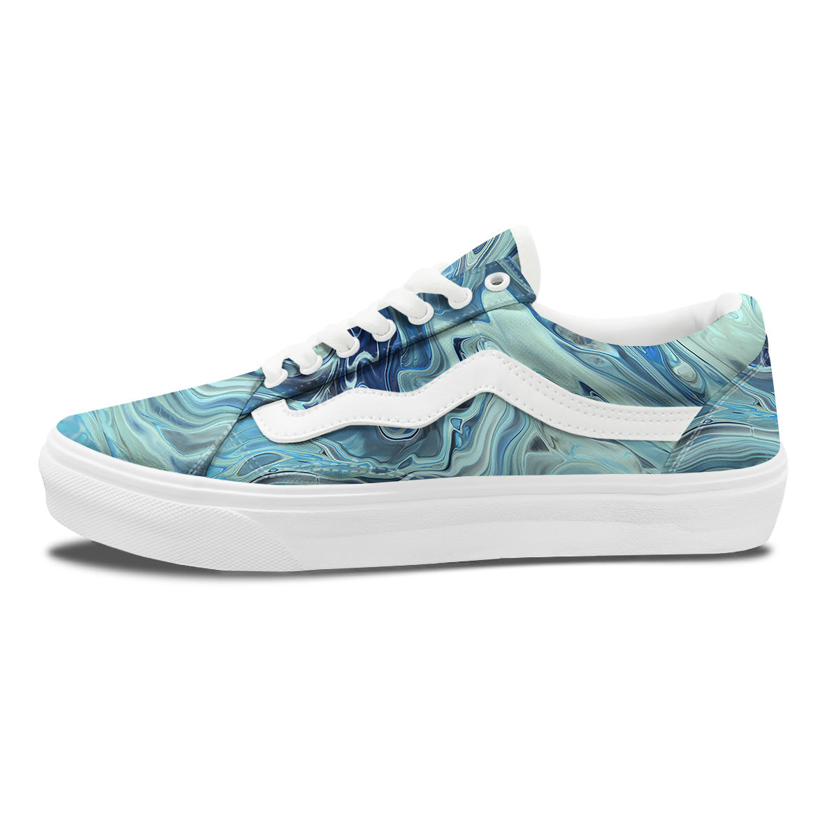 Acid Melt Blue Ocean Print Skate Shoes-grizzshop