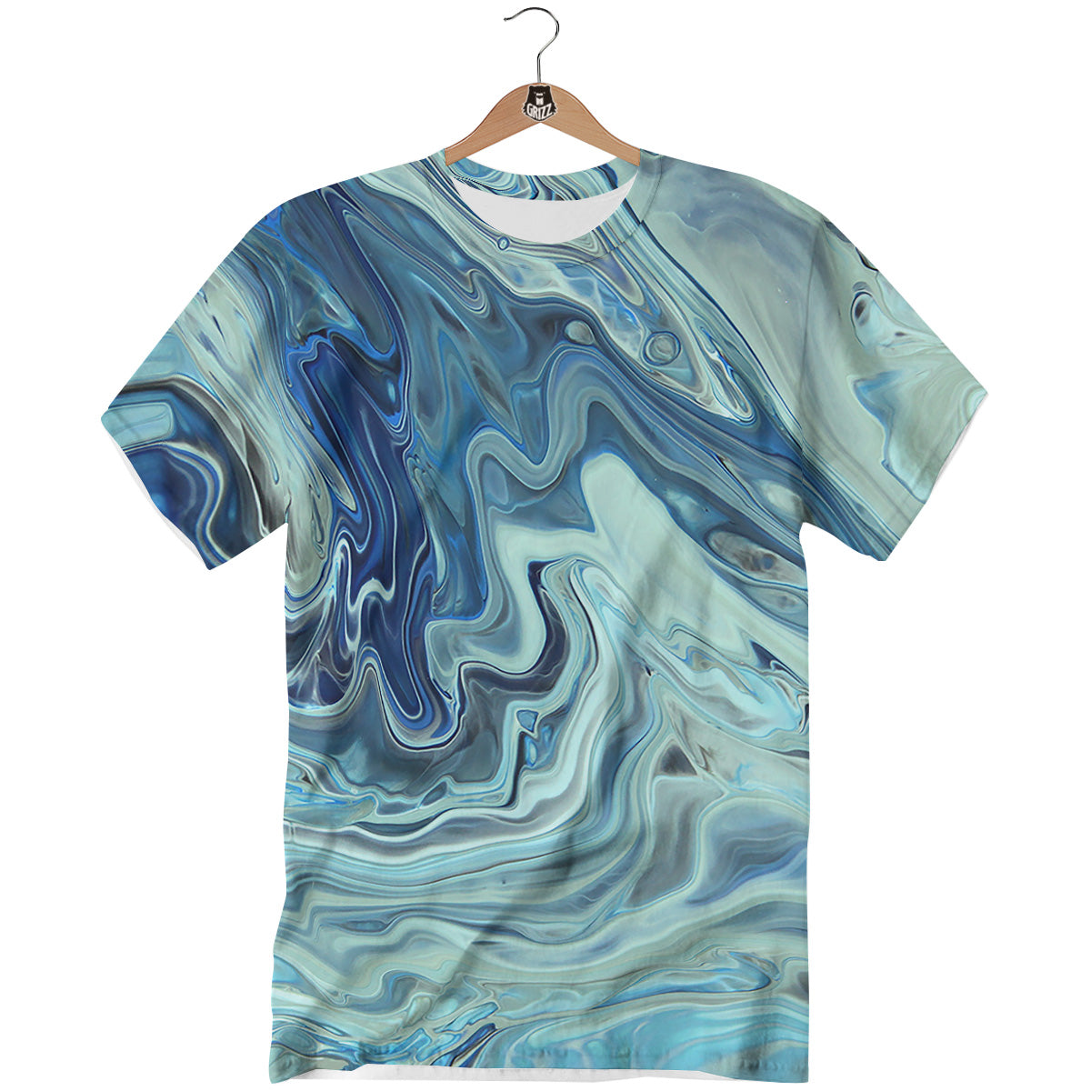 Acid Melt Blue Ocean Print T-Shirt-grizzshop