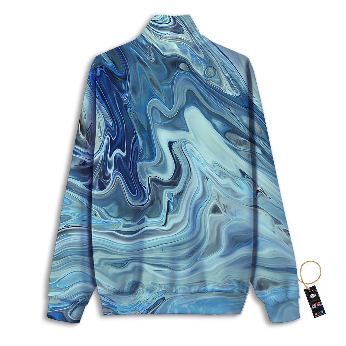 Acid Melt Blue Ocean Print Track Jacket-grizzshop