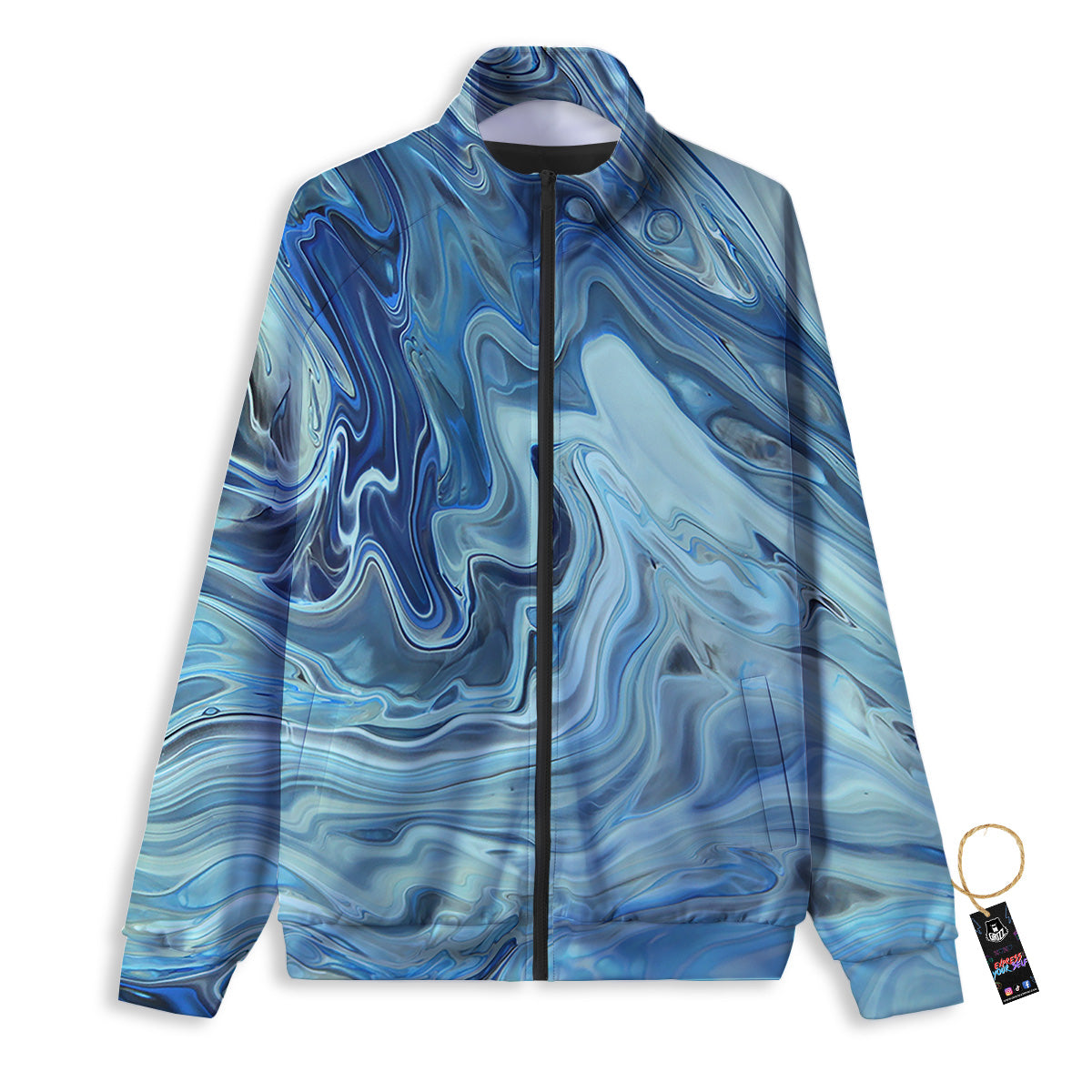 Acid Melt Blue Ocean Print Track Jacket-grizzshop