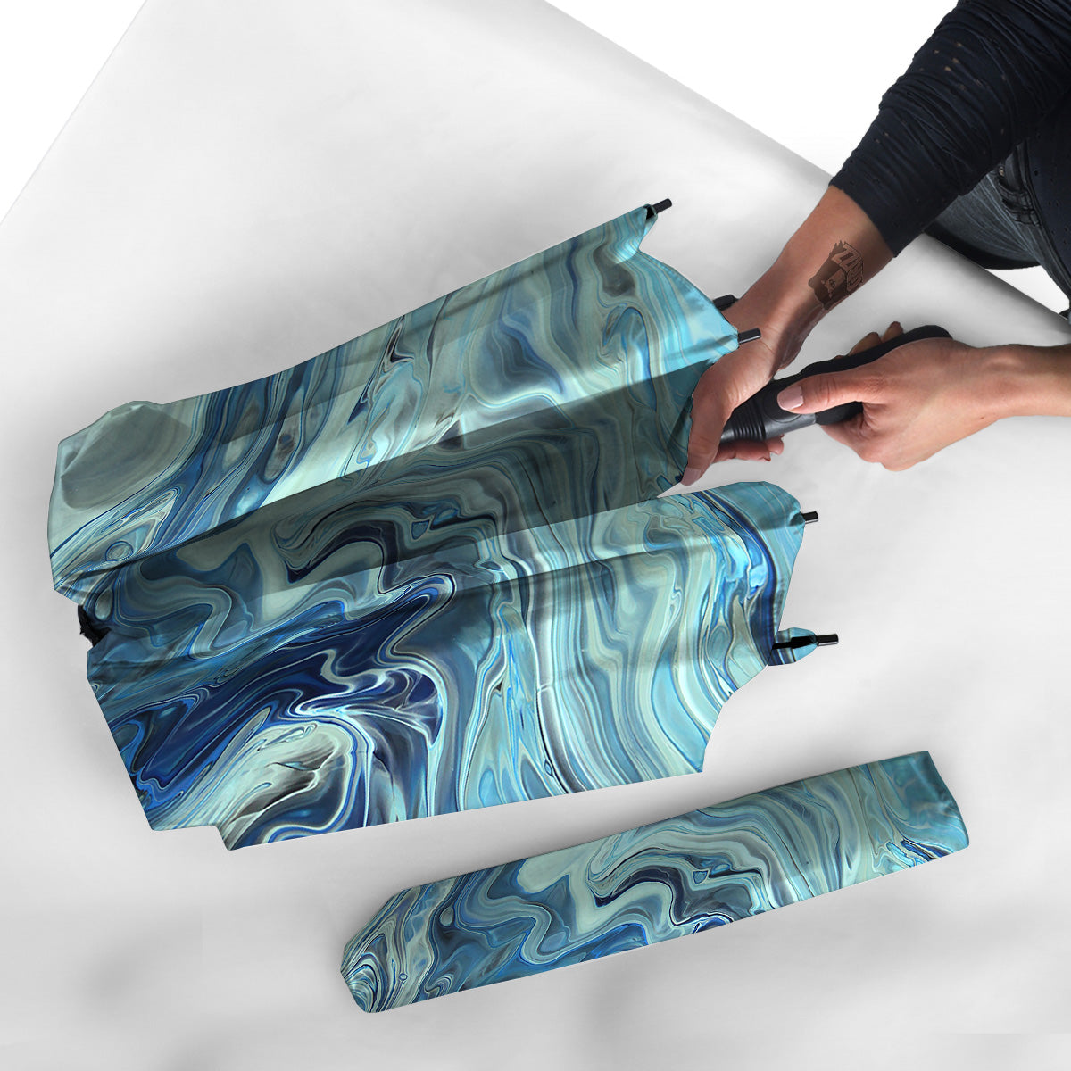 Acid Melt Blue Ocean Print Umbrella-grizzshop