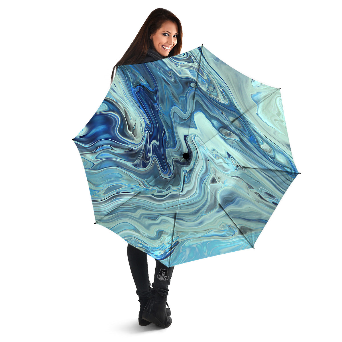 Acid Melt Blue Ocean Print Umbrella-grizzshop