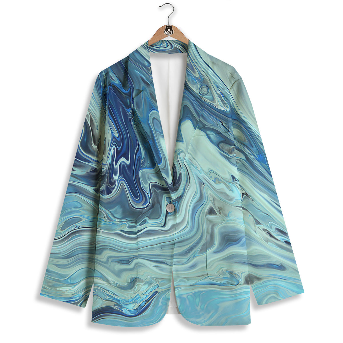 Acid Melt Blue Ocean Print Women's Blazer-grizzshop