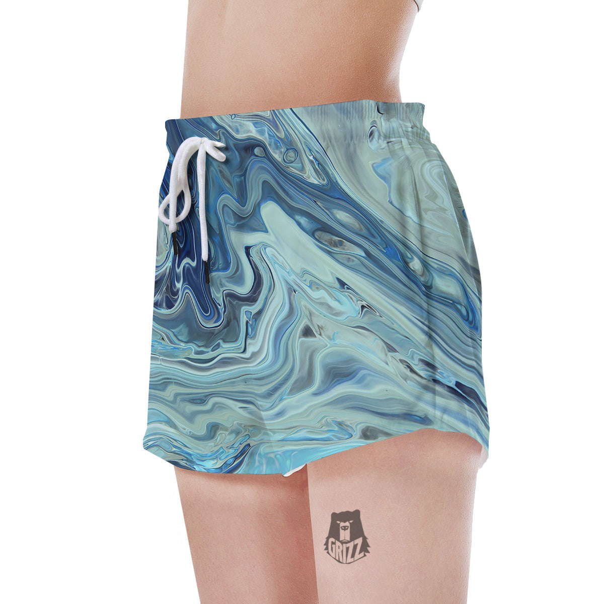 Acid Melt Blue Ocean Print Women's Shorts-grizzshop