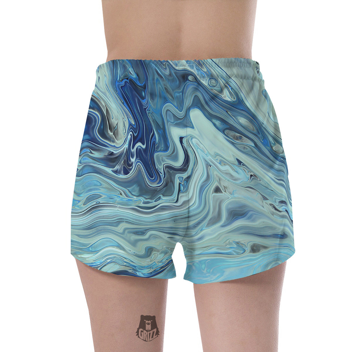 Acid Melt Blue Ocean Print Women's Shorts-grizzshop