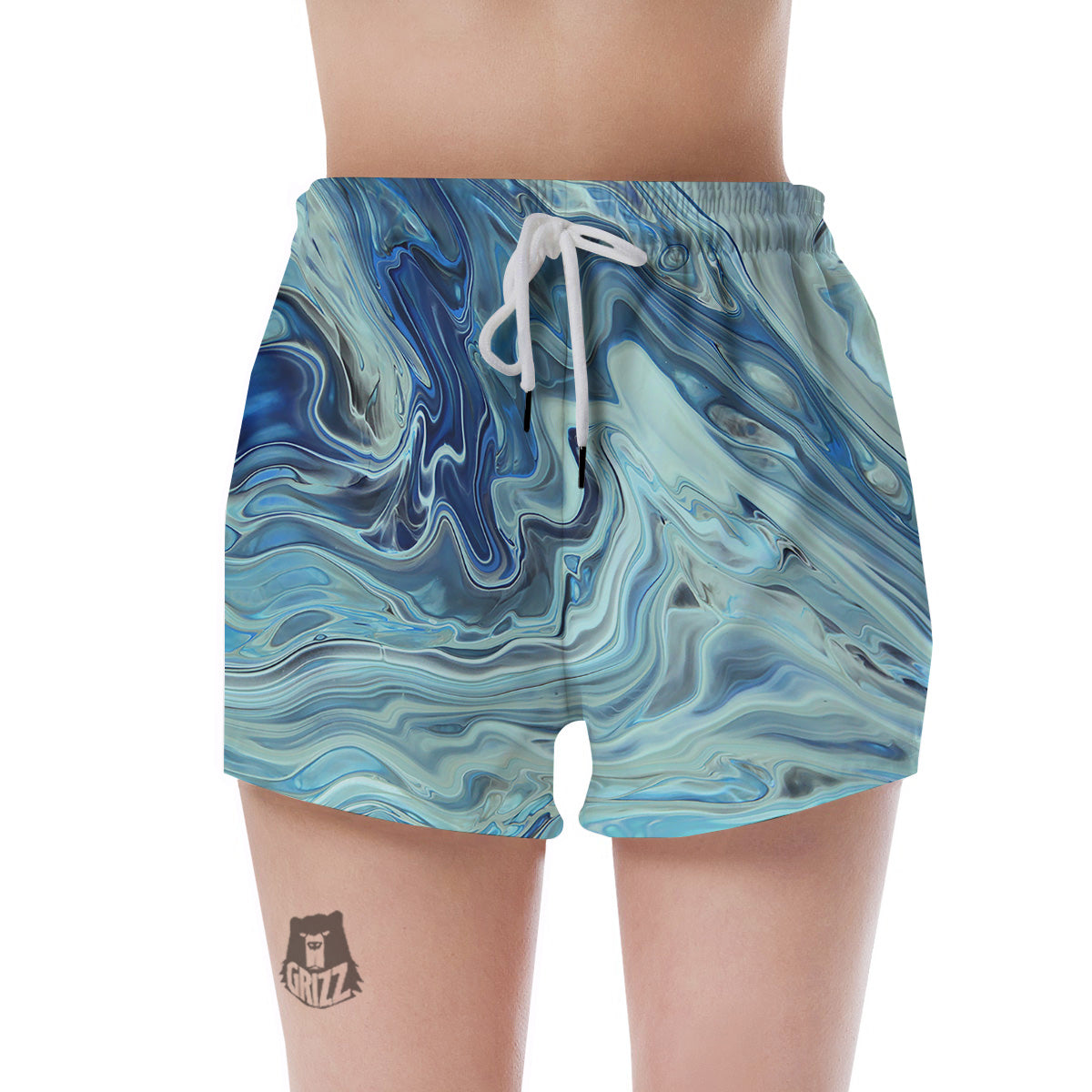 Acid Melt Blue Ocean Print Women's Shorts-grizzshop
