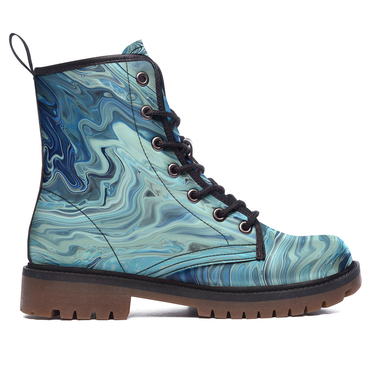 Acid Melt Blue Ocean Print Work Boots-grizzshop