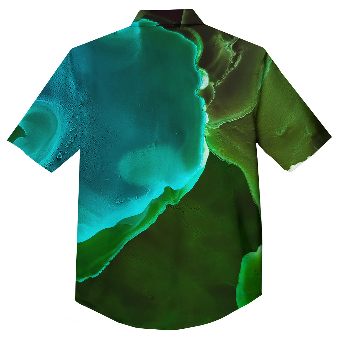 Acid Melt Green And Turquoise Print Button Up Shirt-grizzshop
