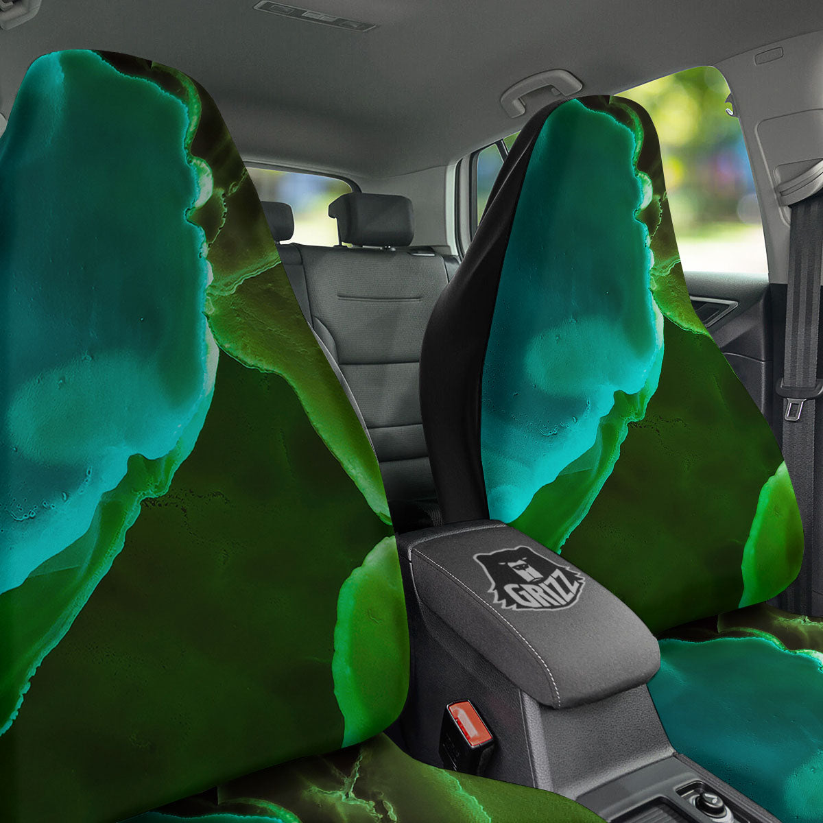 Acid Melt Green And Turquoise Print Car Seat Covers-grizzshop