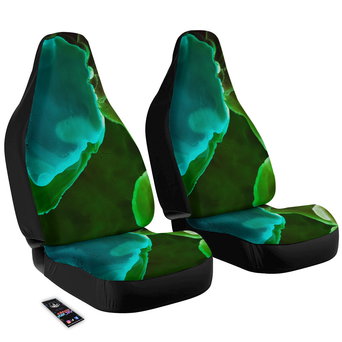 Acid Melt Green And Turquoise Print Car Seat Covers-grizzshop