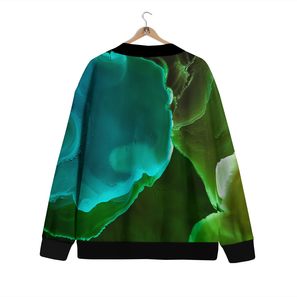 Acid Melt Green And Turquoise Print Cardigan-grizzshop