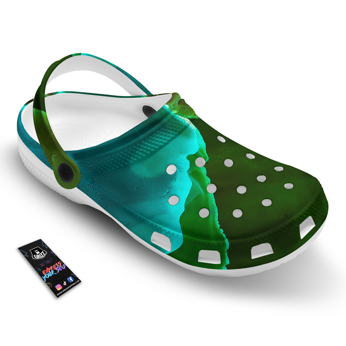 Acid Melt Green And Turquoise Print Clog-grizzshop