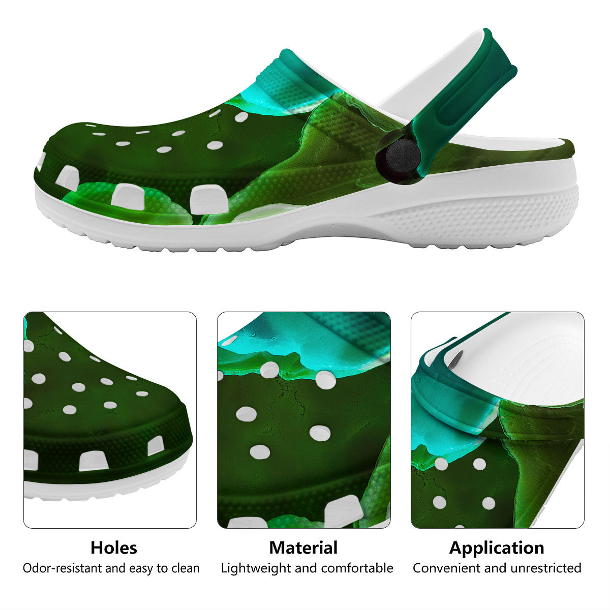 Acid Melt Green And Turquoise Print Clog-grizzshop