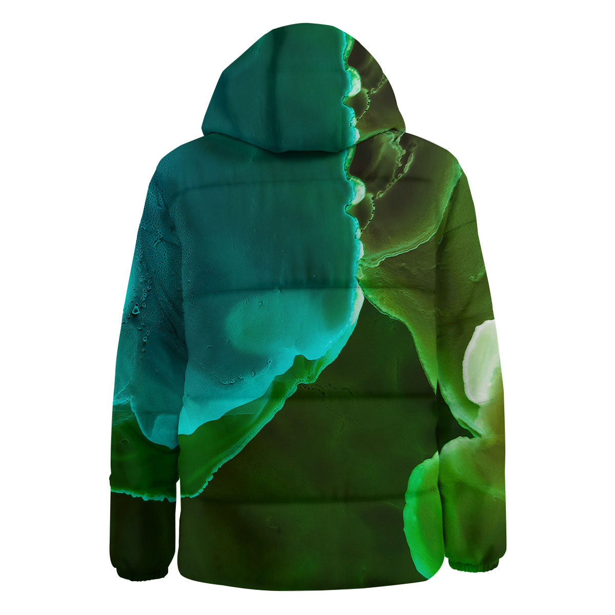 Acid Melt Green And Turquoise Print Down Jacket-grizzshop