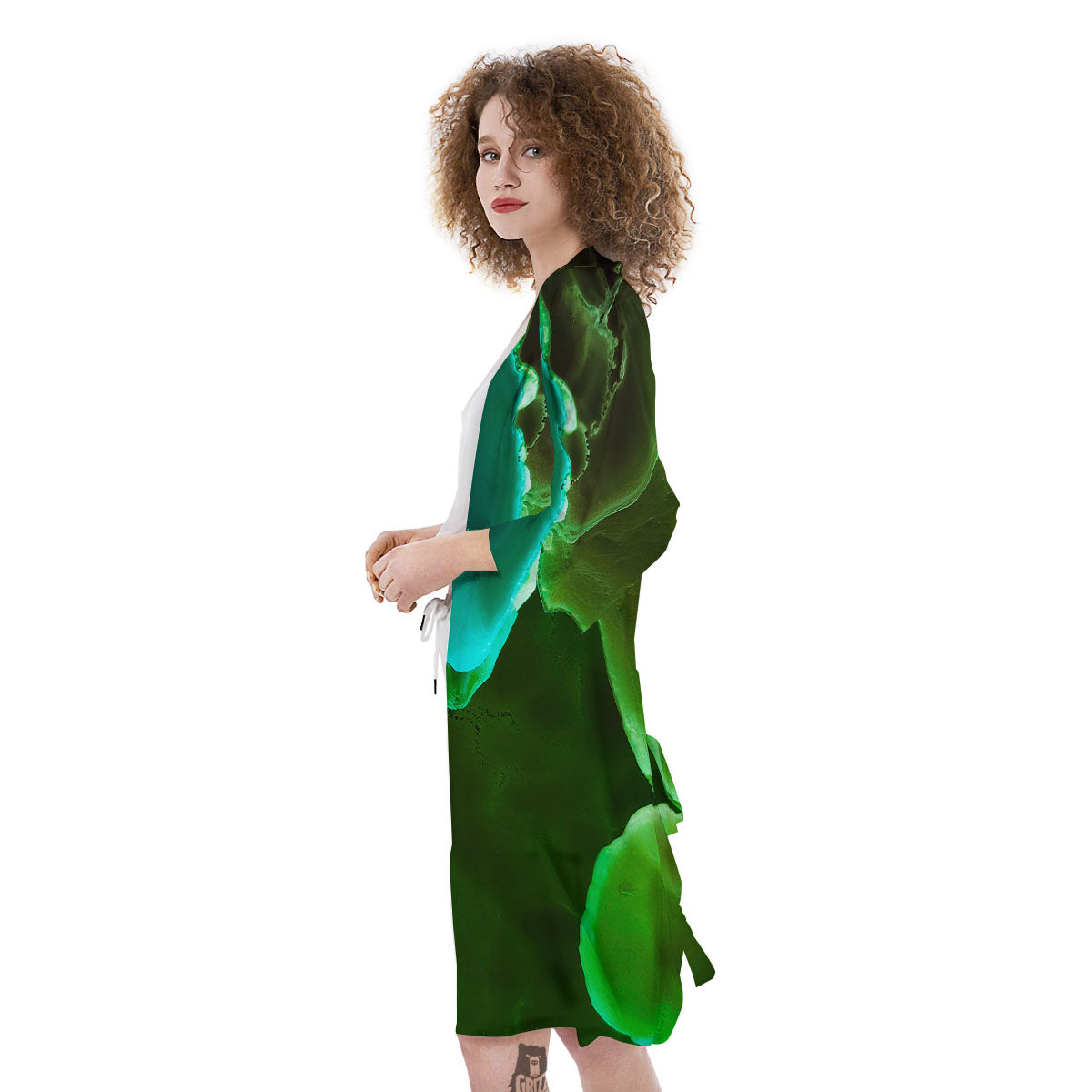 Acid Melt Green And Turquoise Print Kimono-grizzshop